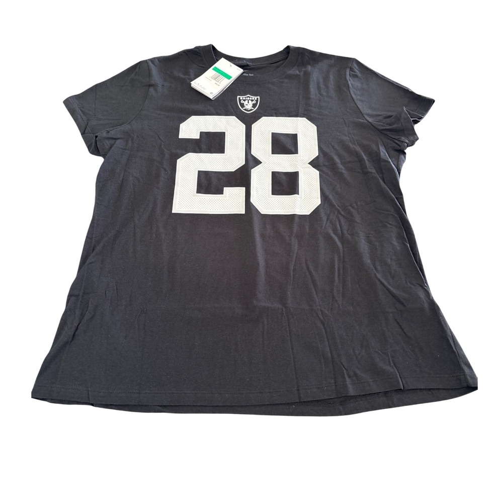 Nike Las Vegas Raiders Josh Jacobs 28 Womens XL Black Short Sleeve T-Shirt NWT